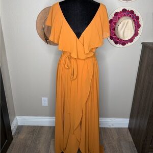 Cider Backless Mustard Dress